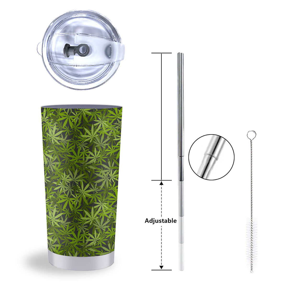 Pattern Leaf Marijuana Print Tumbler-grizzshop