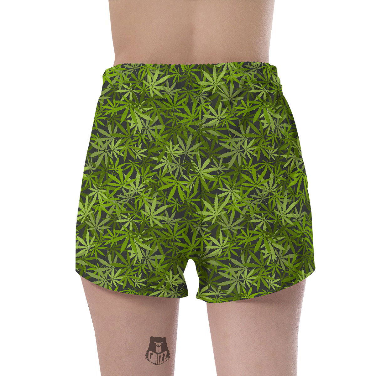 Pattern Leaf Marijuana Print Women's Shorts-grizzshop