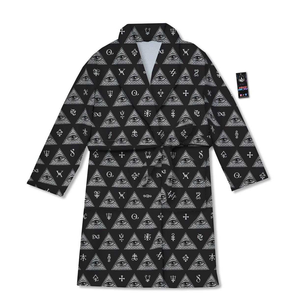Pattern Masonic Eye Print Bathrobe-grizzshop