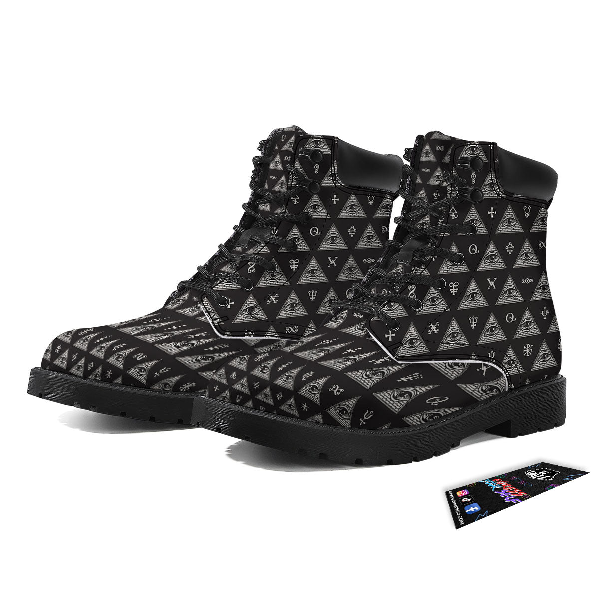 Pattern Masonic Eye Print Boots-grizzshop