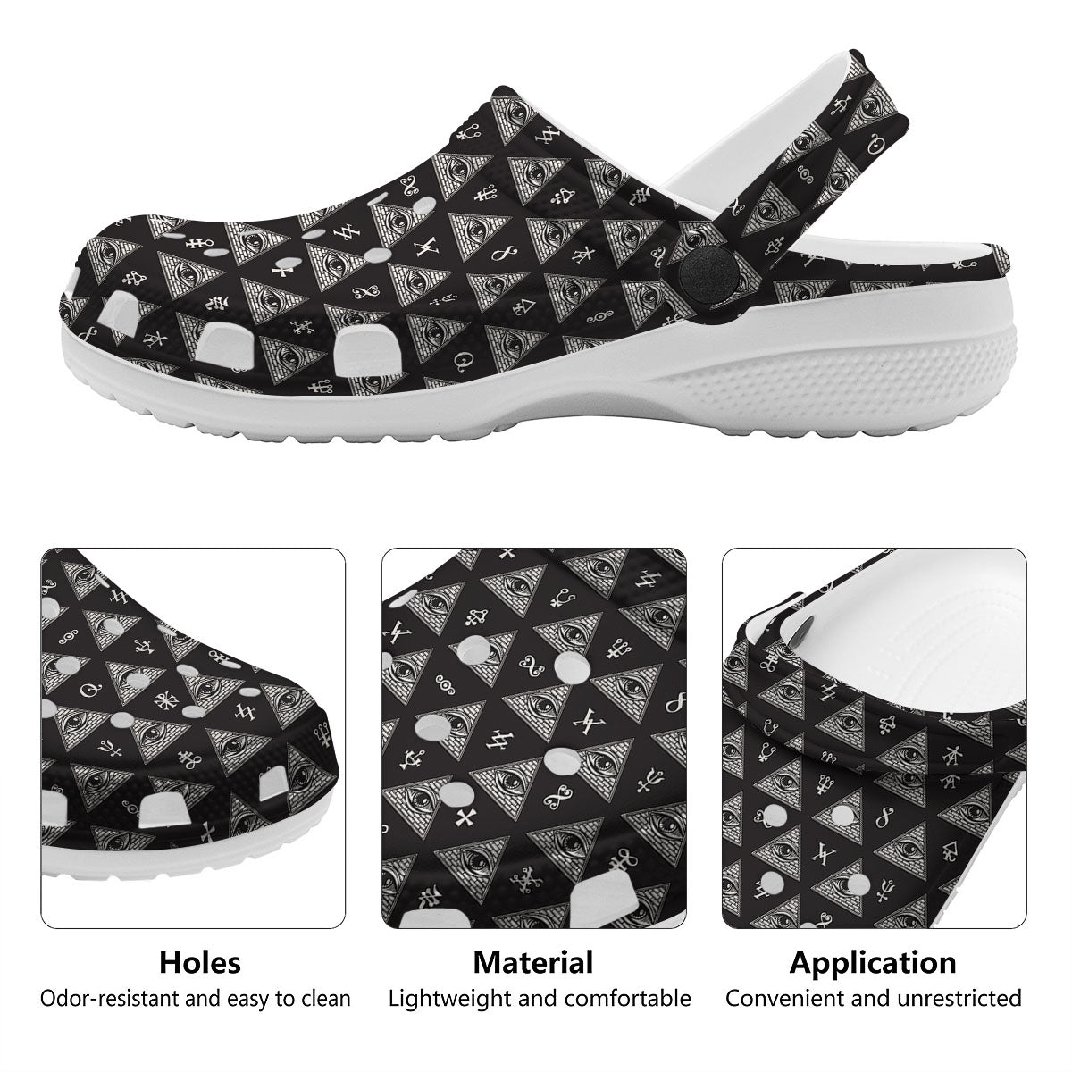 Pattern Masonic Eye Print Clog-grizzshop