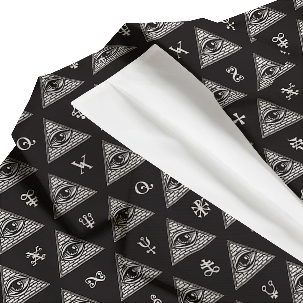 Pattern Masonic Eye Print Men's Blazer-grizzshop