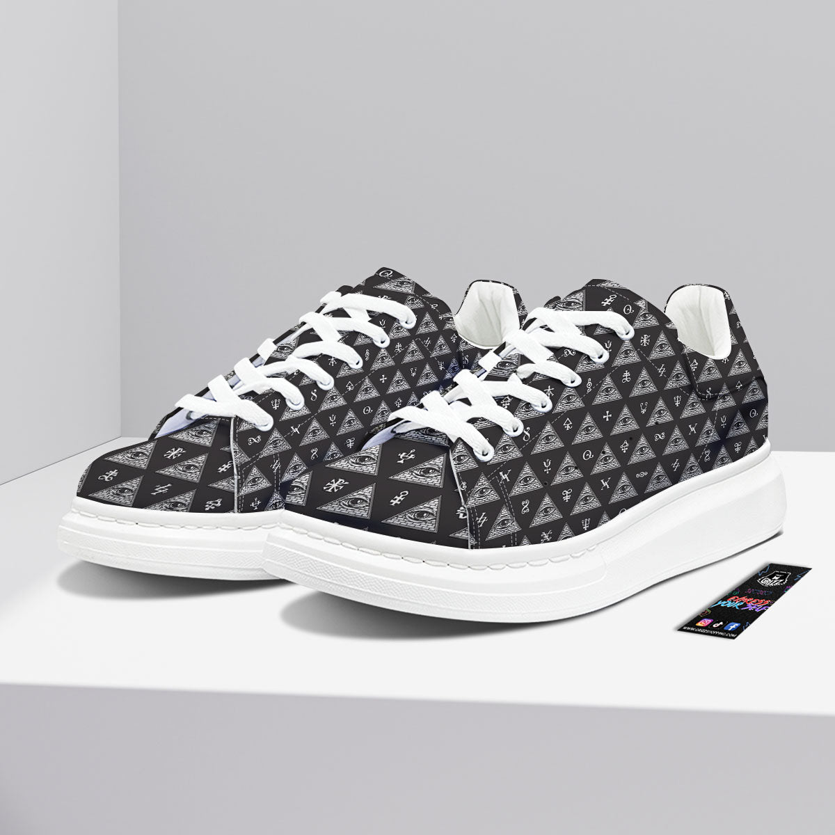 Pattern Masonic Eye Print Platform Shoes-grizzshop