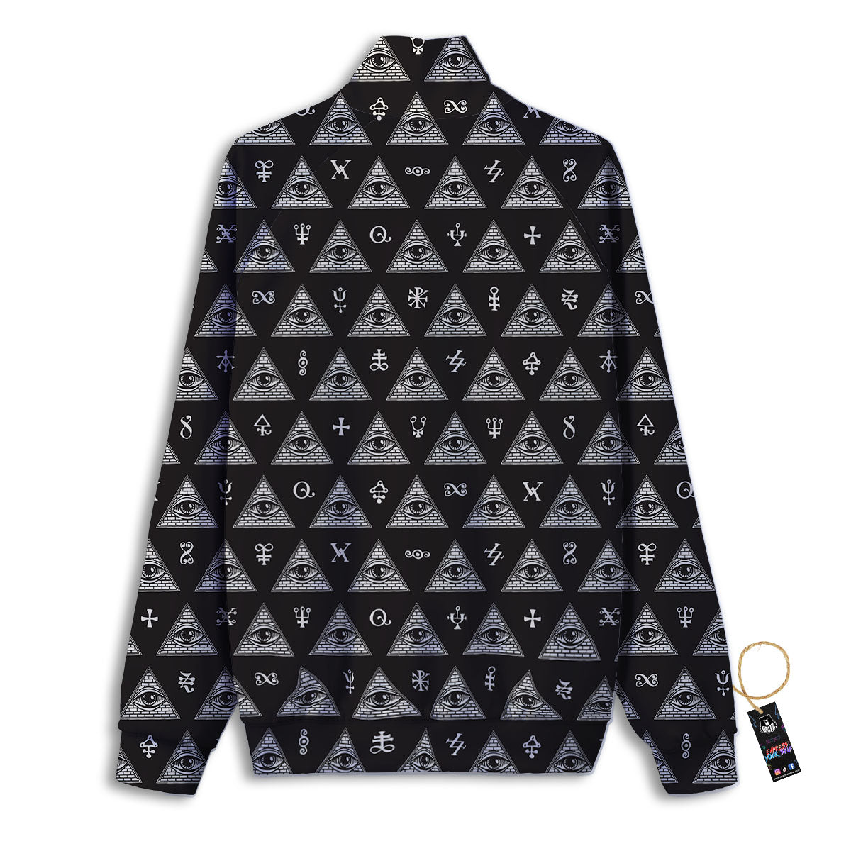 Pattern Masonic Eye Print Track Jacket-grizzshop