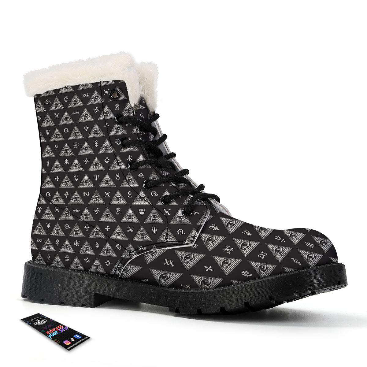 Pattern Masonic Eye Print Winter Boots-grizzshop