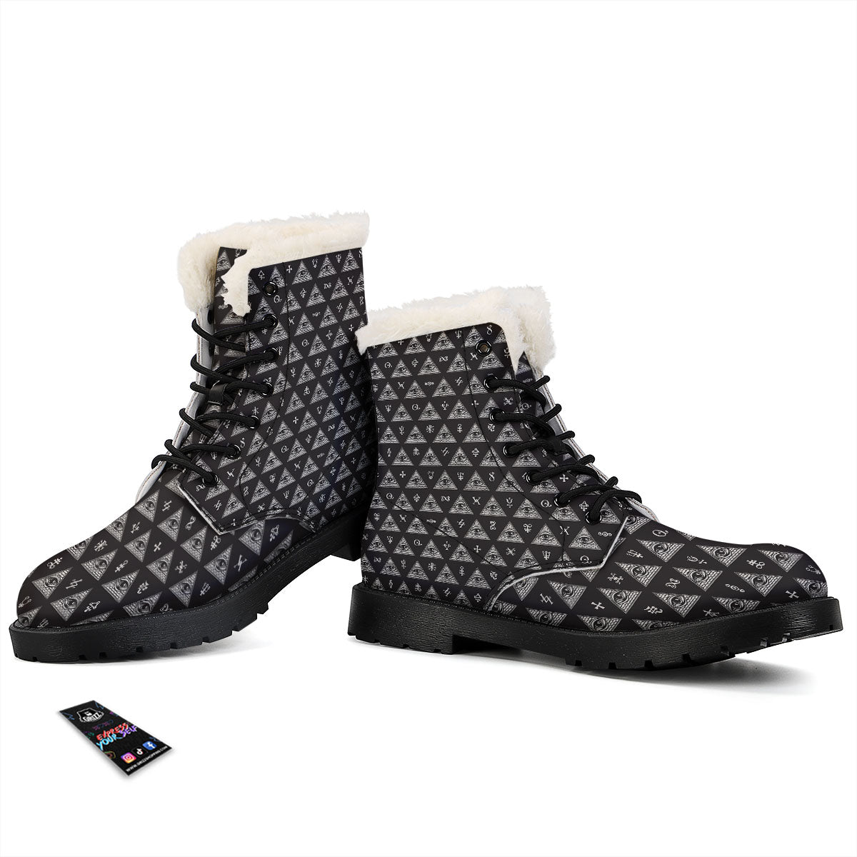 Pattern Masonic Eye Print Winter Boots-grizzshop