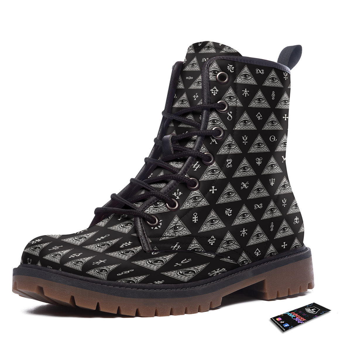 Pattern Masonic Eye Print Work Boots-grizzshop