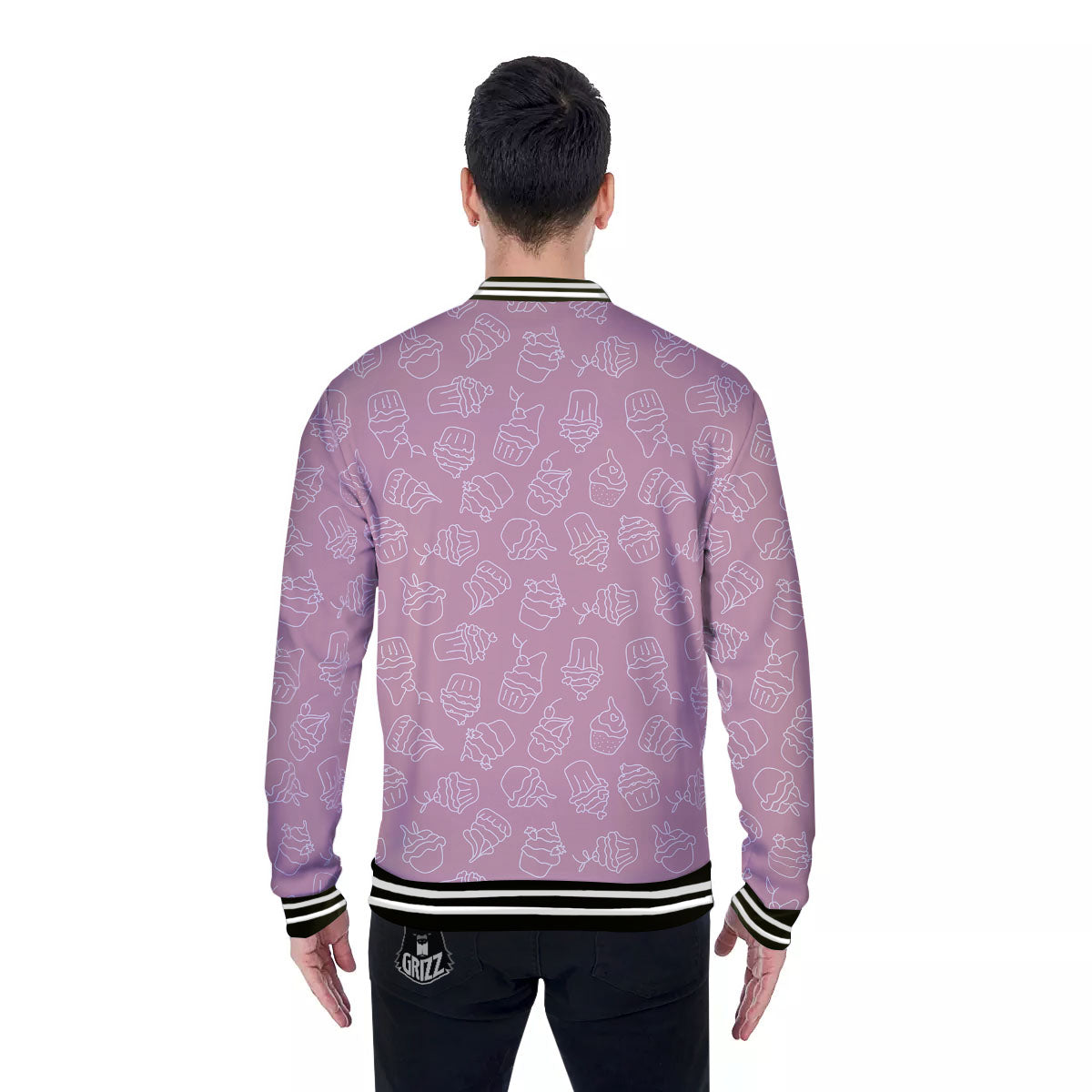 Pattern Mini Cupcake Print Baseball Jacket-grizzshop