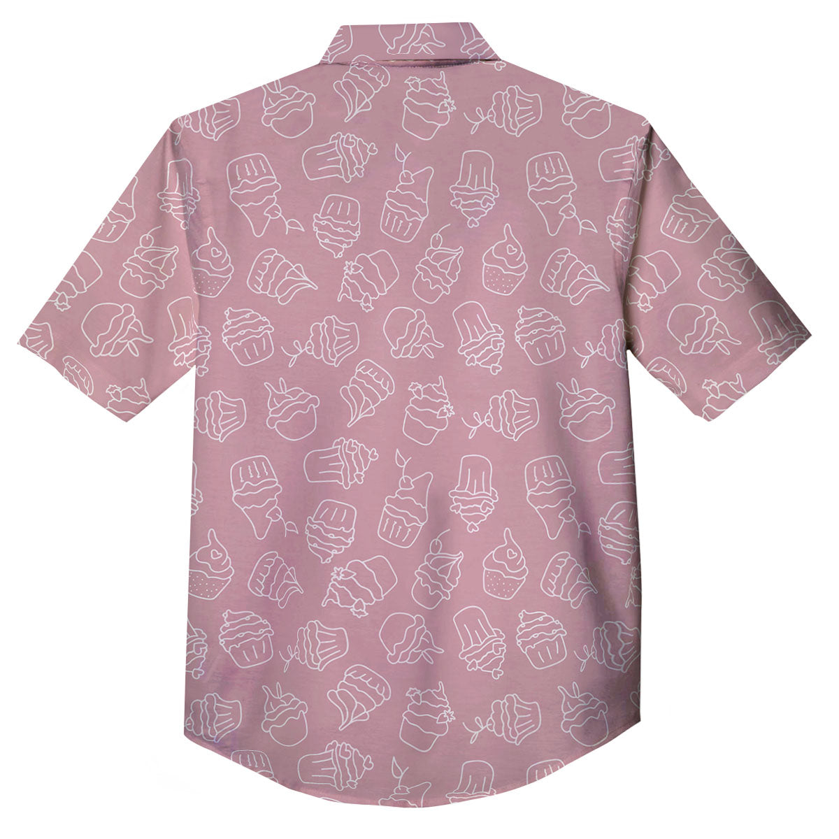Pattern Mini Cupcake Print Button Up Shirt-grizzshop