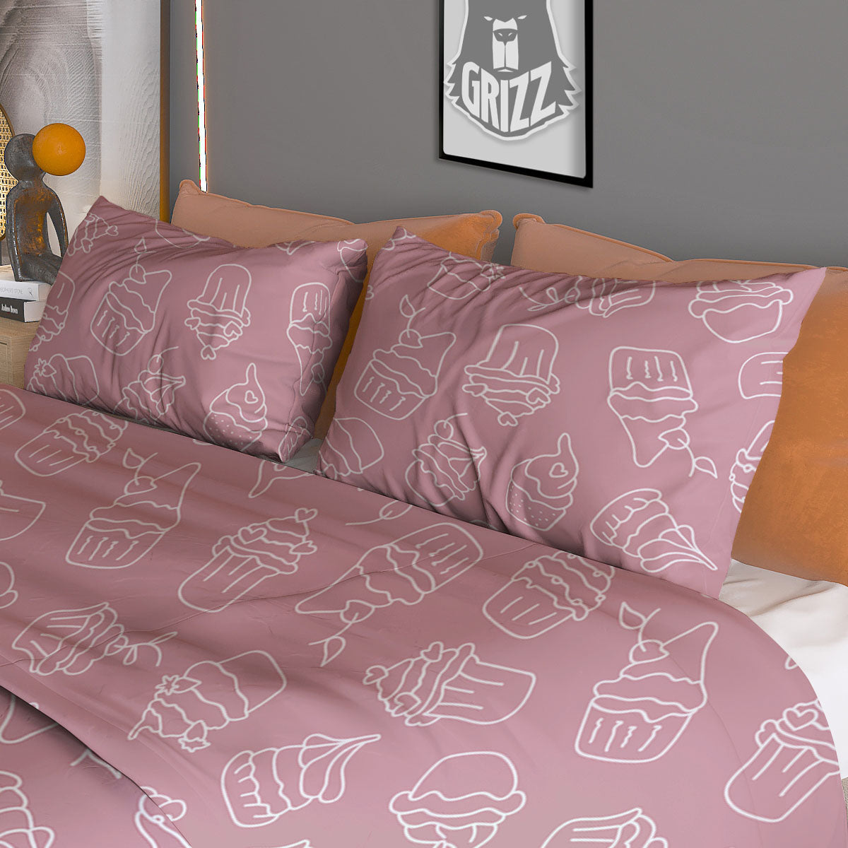 Pattern Mini Cupcake Print Duvet Cover Bedding Set-grizzshop