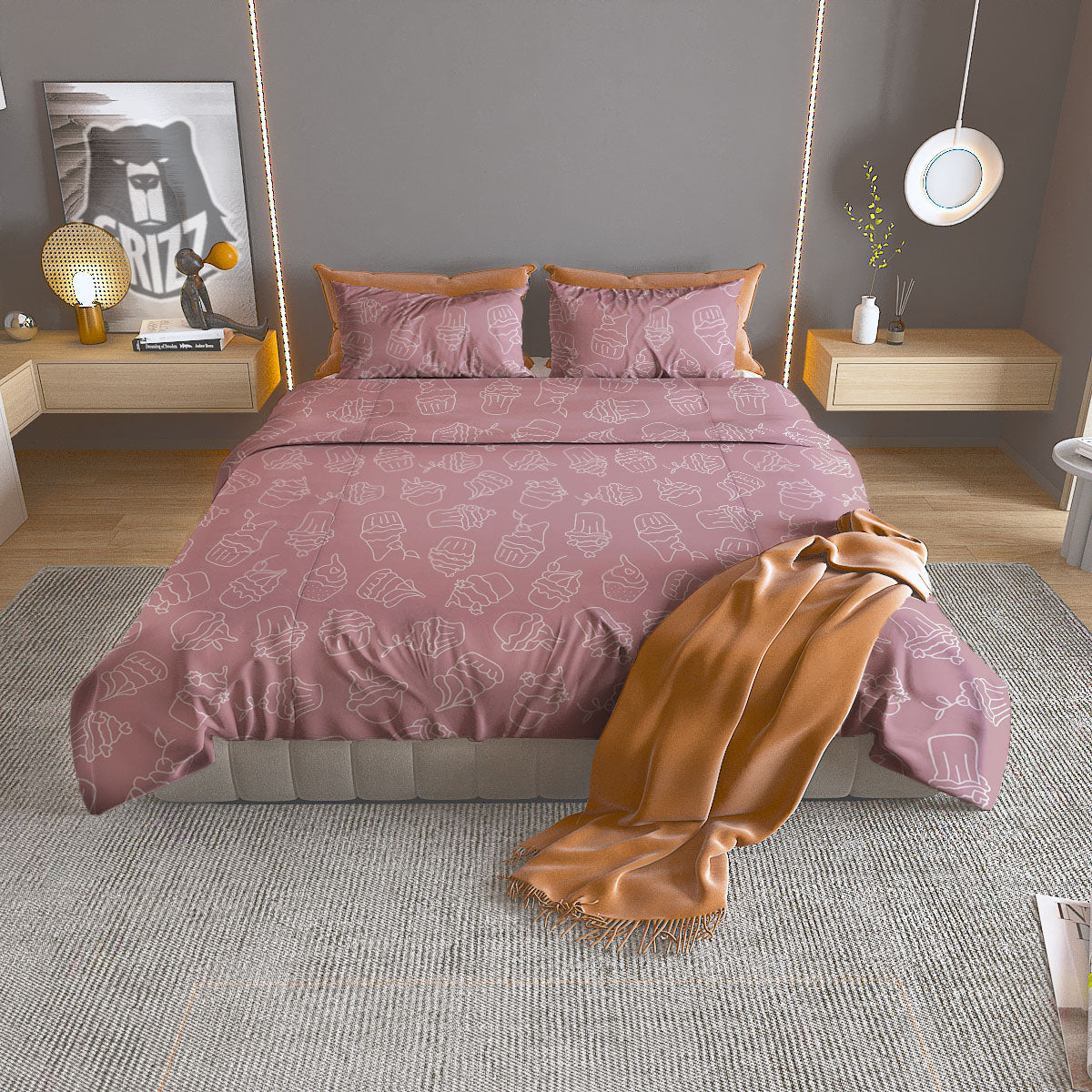 Pattern Mini Cupcake Print Duvet Cover Bedding Set-grizzshop