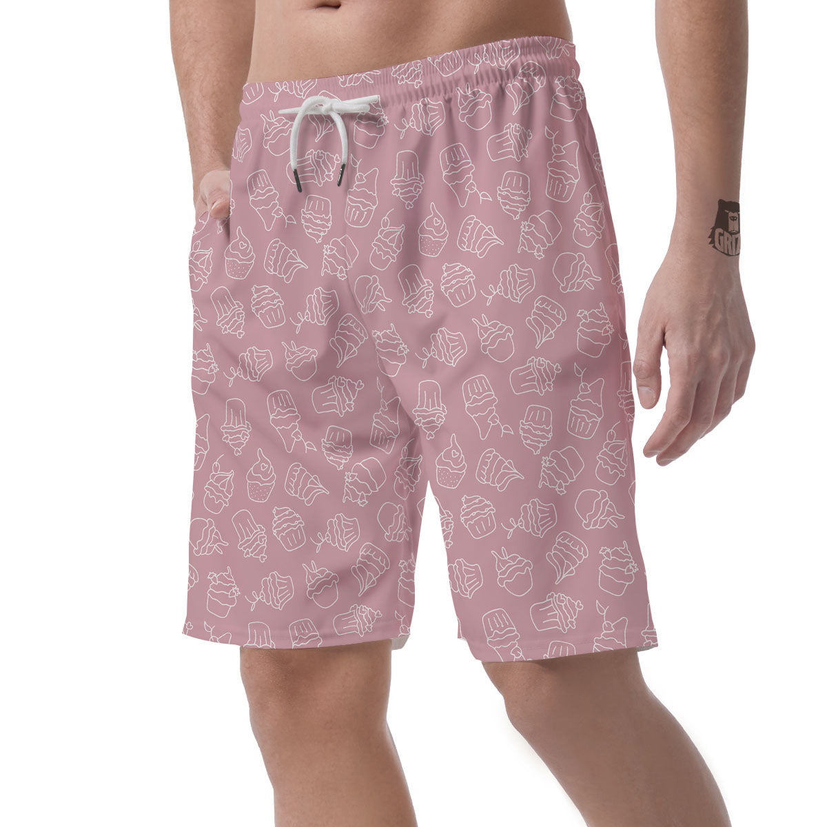 Pattern Mini Cupcake Print Men's Shorts-grizzshop