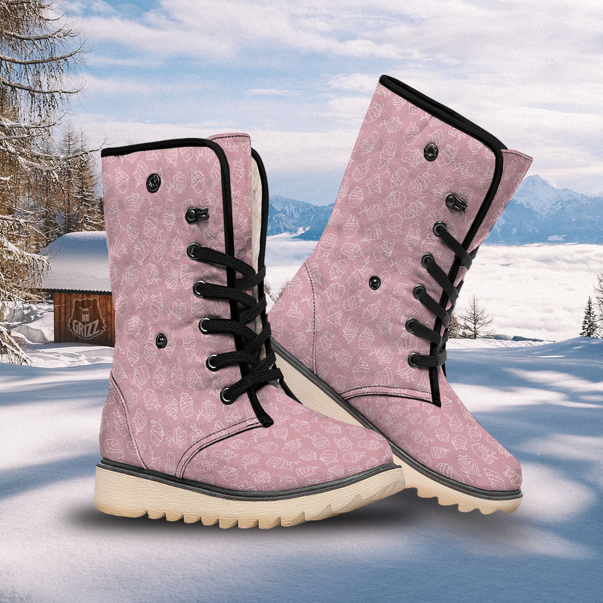 Pattern Mini Cupcake Print Snow Boots-grizzshop