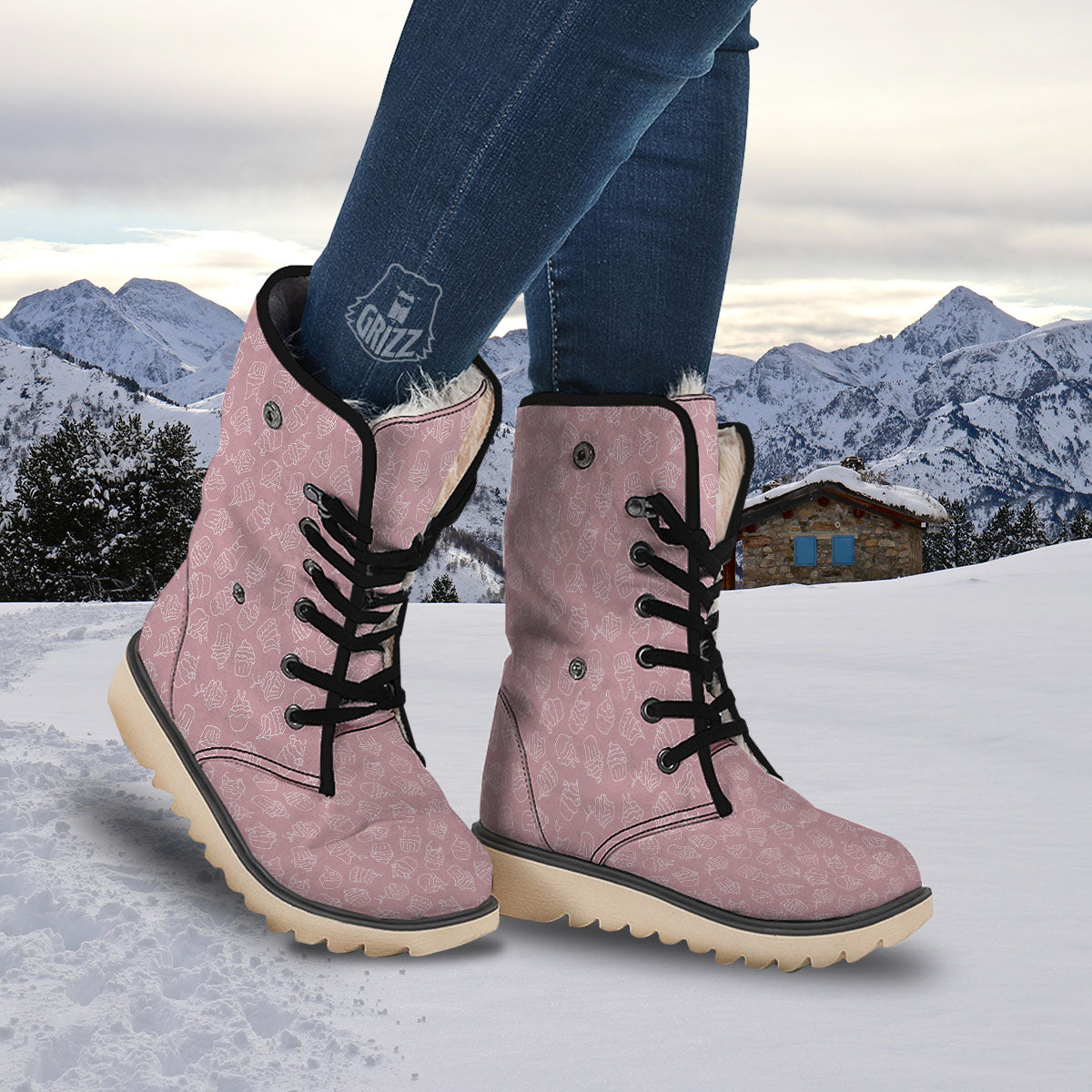Pattern Mini Cupcake Print Snow Boots-grizzshop