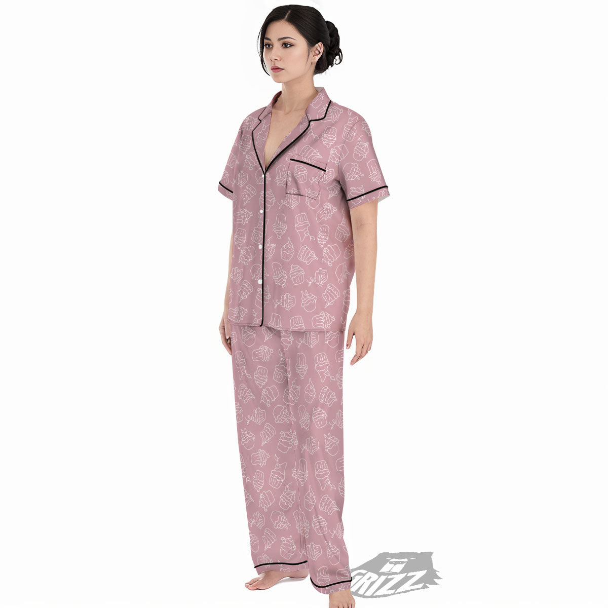 Pattern Mini Cupcake Print Women's Pajamas Set-grizzshop
