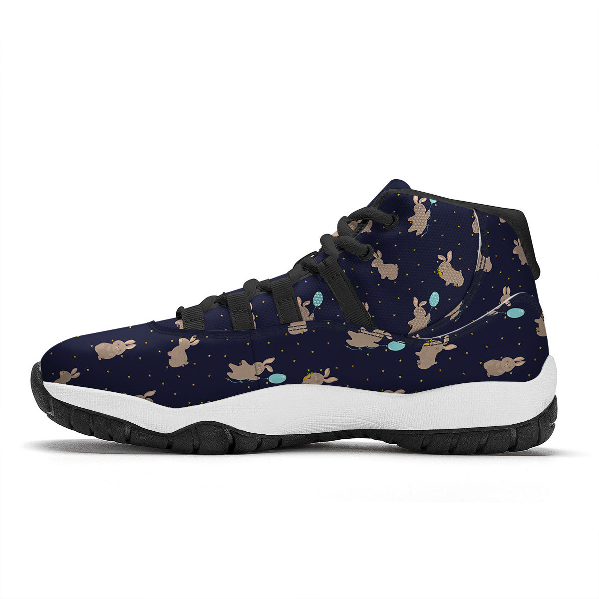 Pattern Mini Rabbit Print Black Bball Shoes-grizzshop