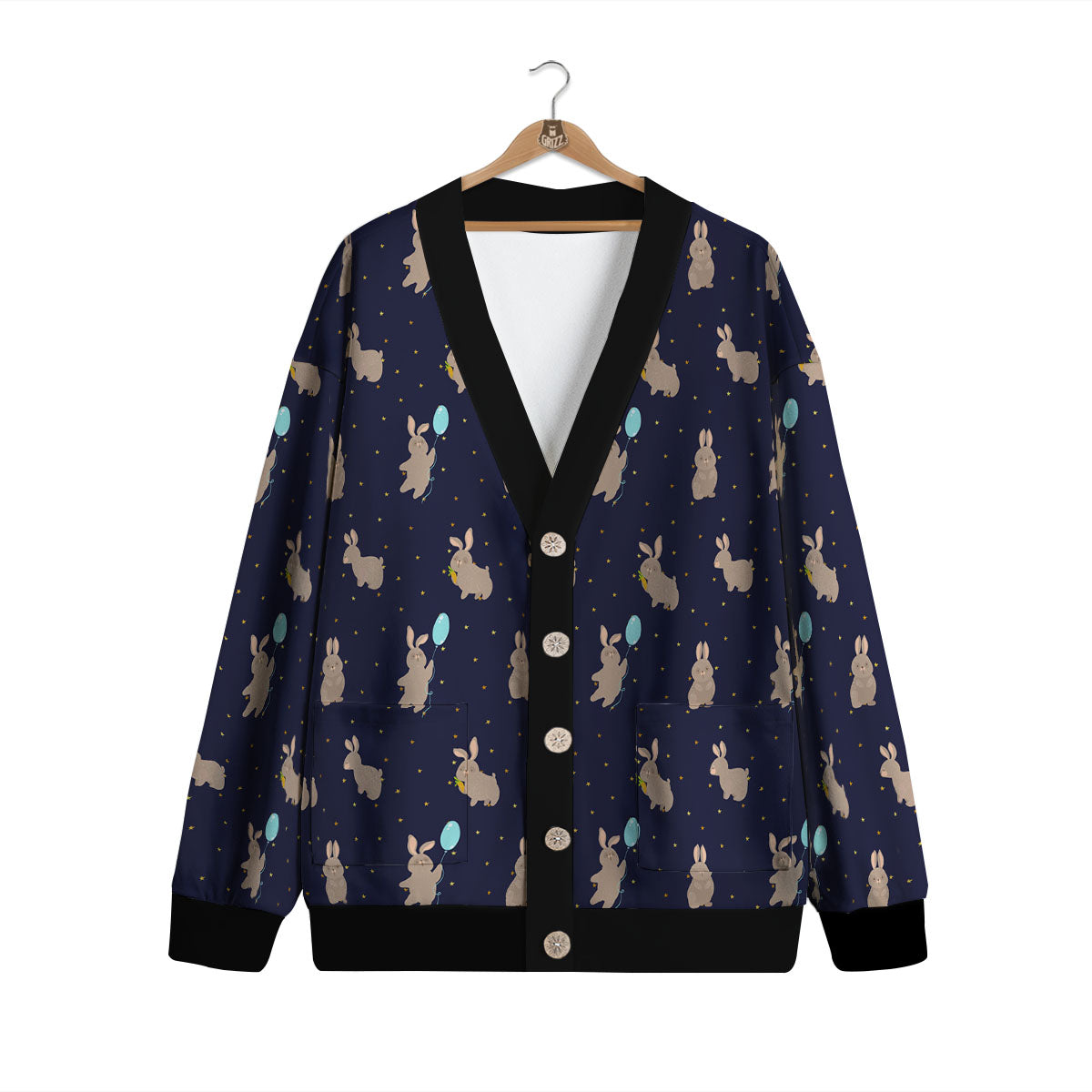 Pattern Mini Rabbit Print Cardigan-grizzshop