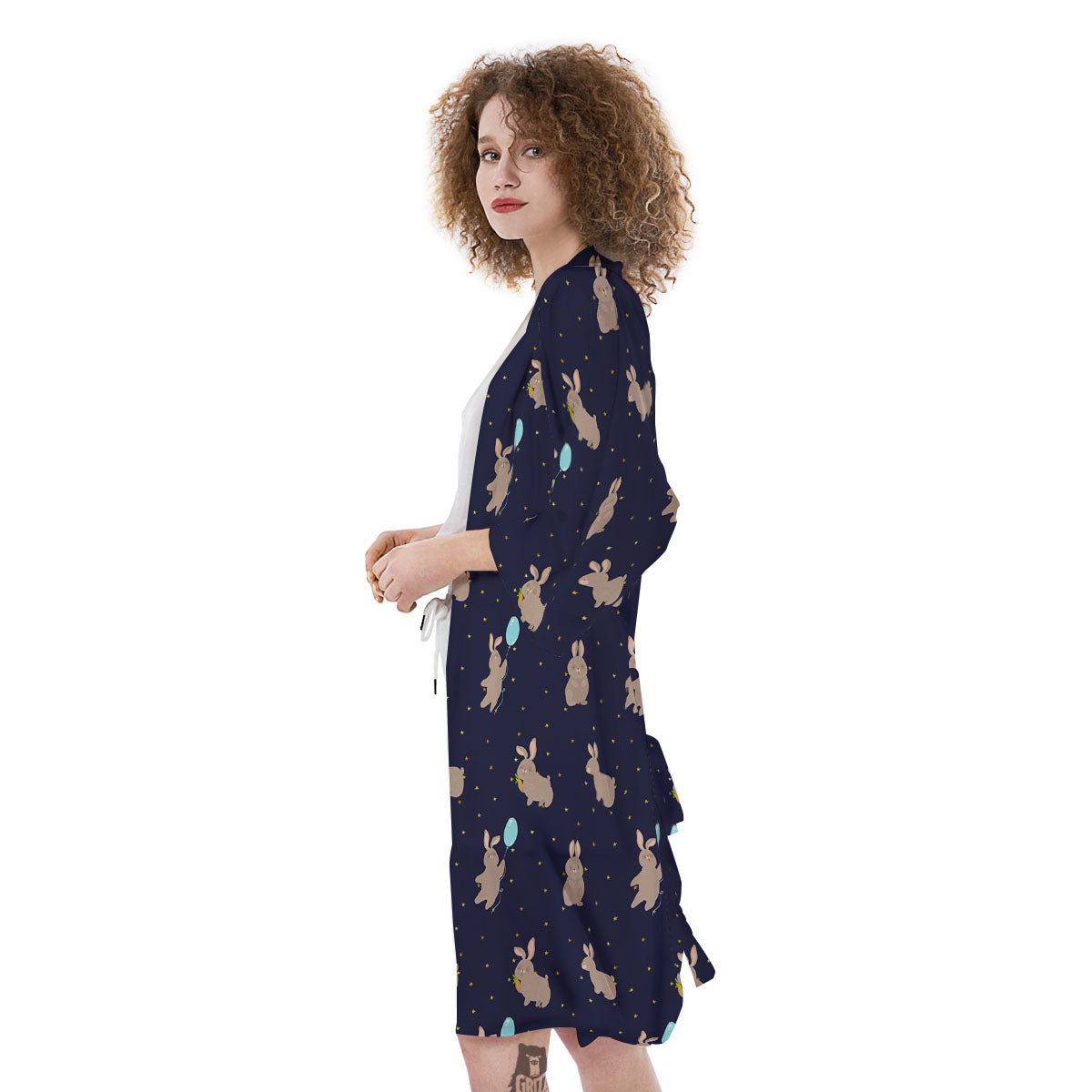 Pattern Mini Rabbit Print Kimono-grizzshop