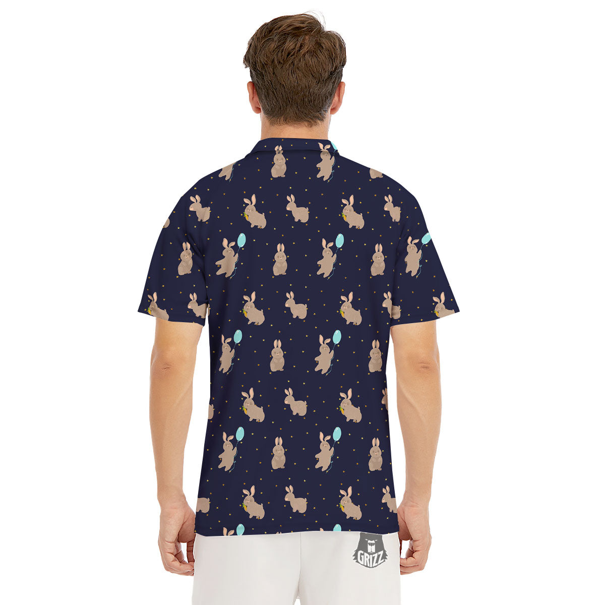 Pattern Mini Rabbit Print Men's Golf Shirts-grizzshop