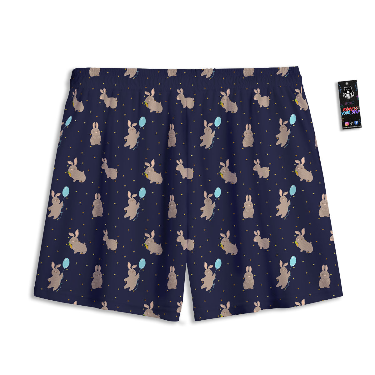 Pattern Mini Rabbit Print Mesh Shorts-grizzshop