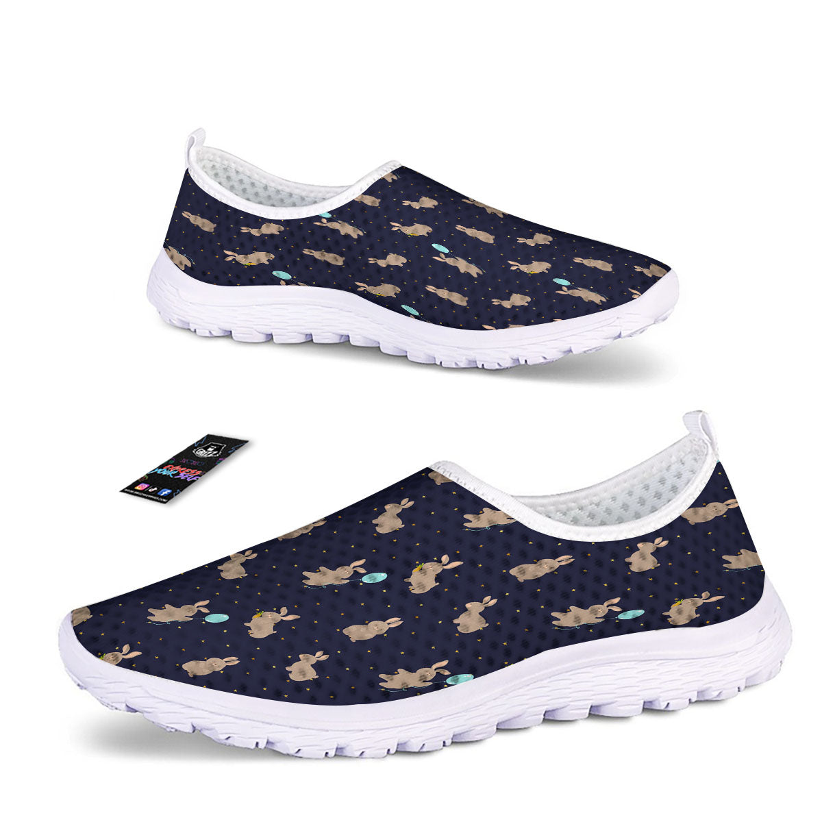 Pattern Mini Rabbit Print Nurse Shoes-grizzshop