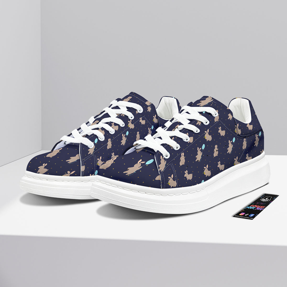 Pattern Mini Rabbit Print Platform Shoes-grizzshop