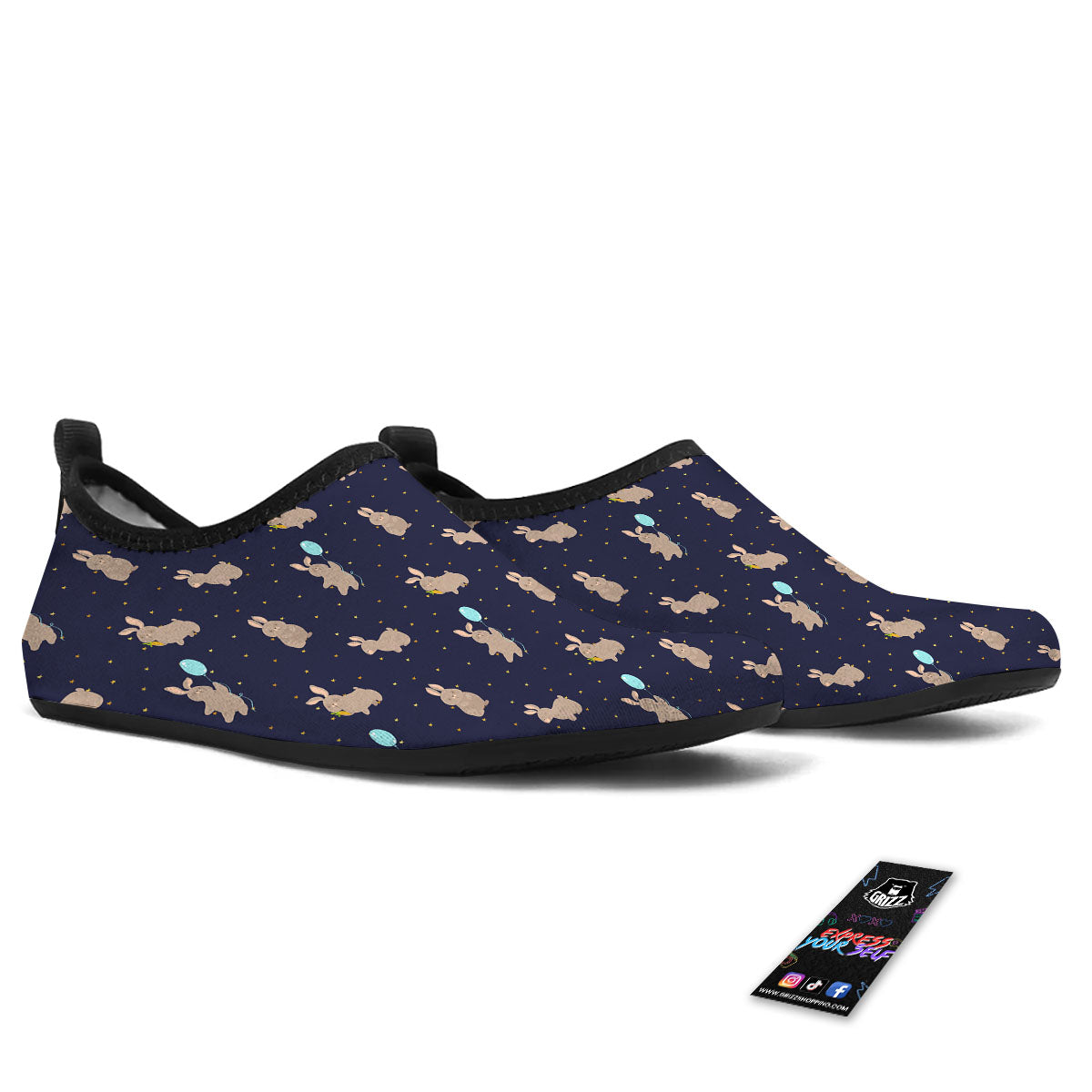 Pattern Mini Rabbit Print Water Shoes-grizzshop