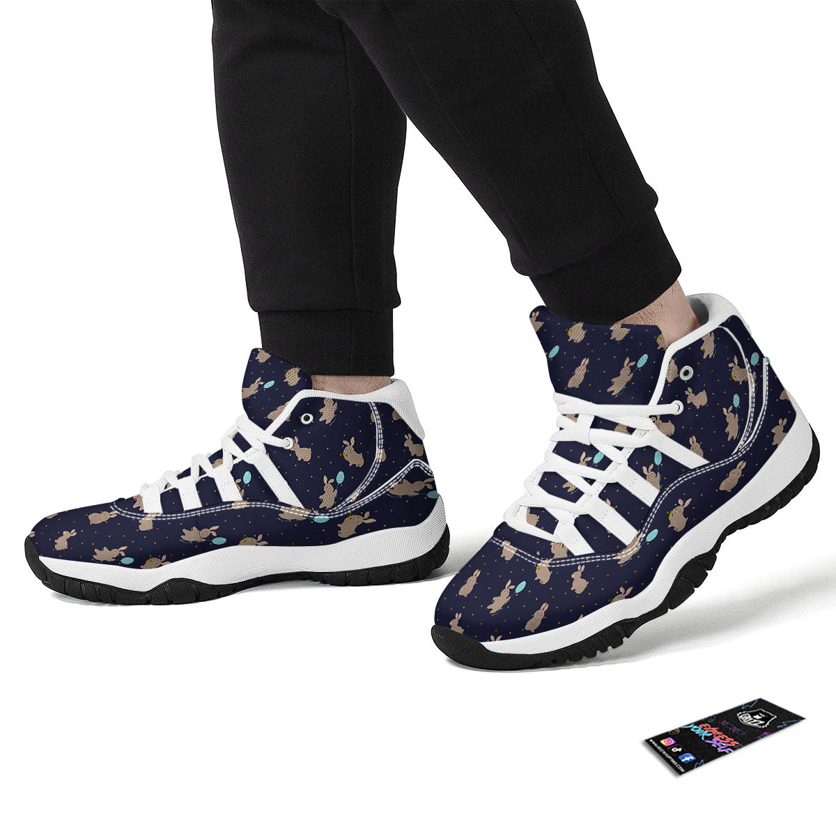 Pattern Mini Rabbit Print White Bball Shoes-grizzshop