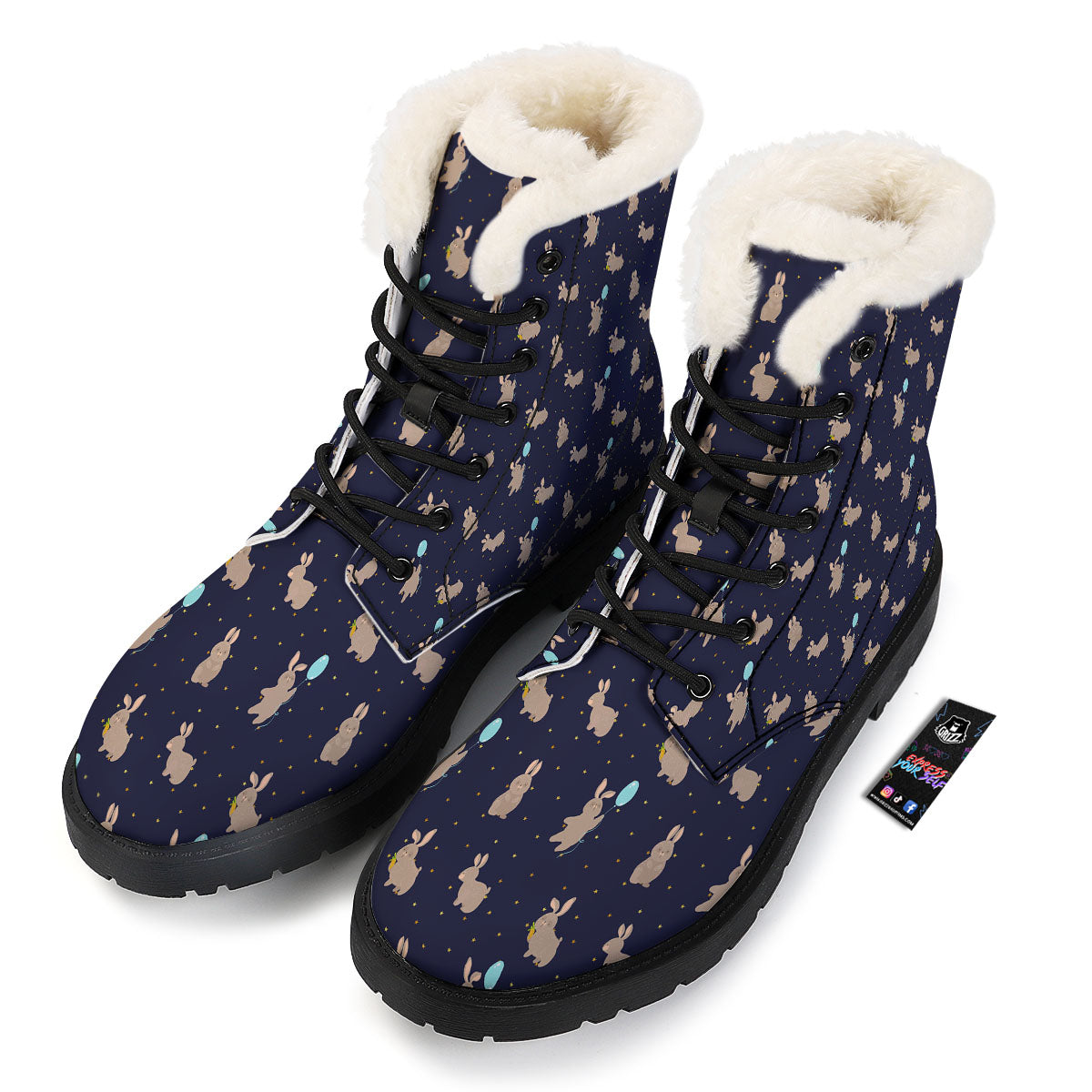 Pattern Mini Rabbit Print Winter Boots-grizzshop