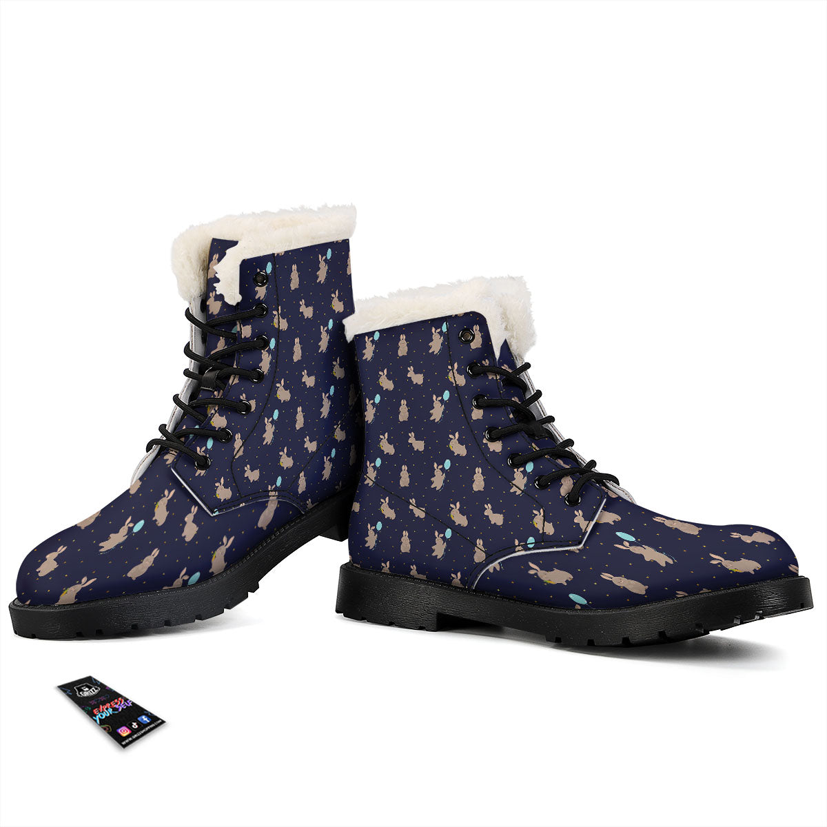 Pattern Mini Rabbit Print Winter Boots-grizzshop