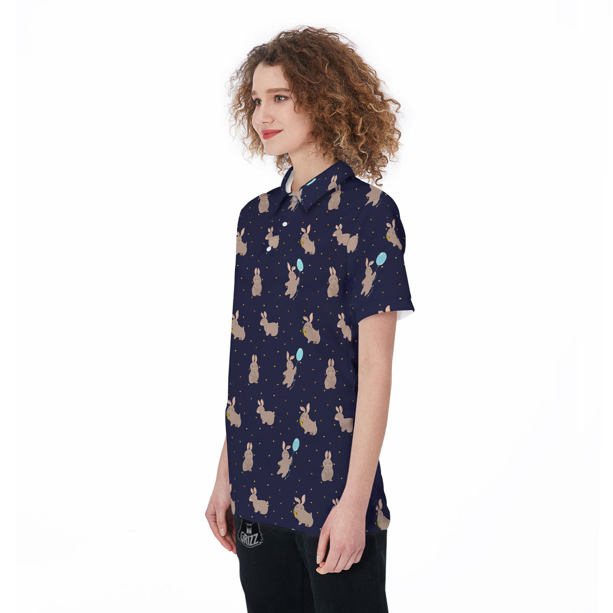 Pattern Mini Rabbit Print Women's Golf Shirts-grizzshop
