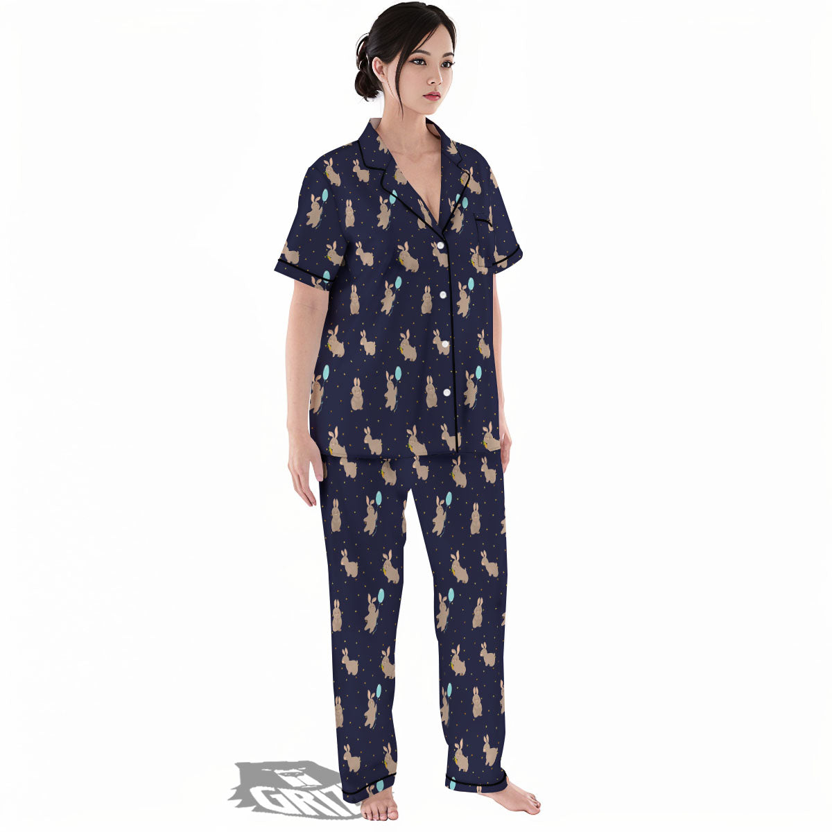 Pattern Mini Rabbit Print Women's Pajamas Set-grizzshop