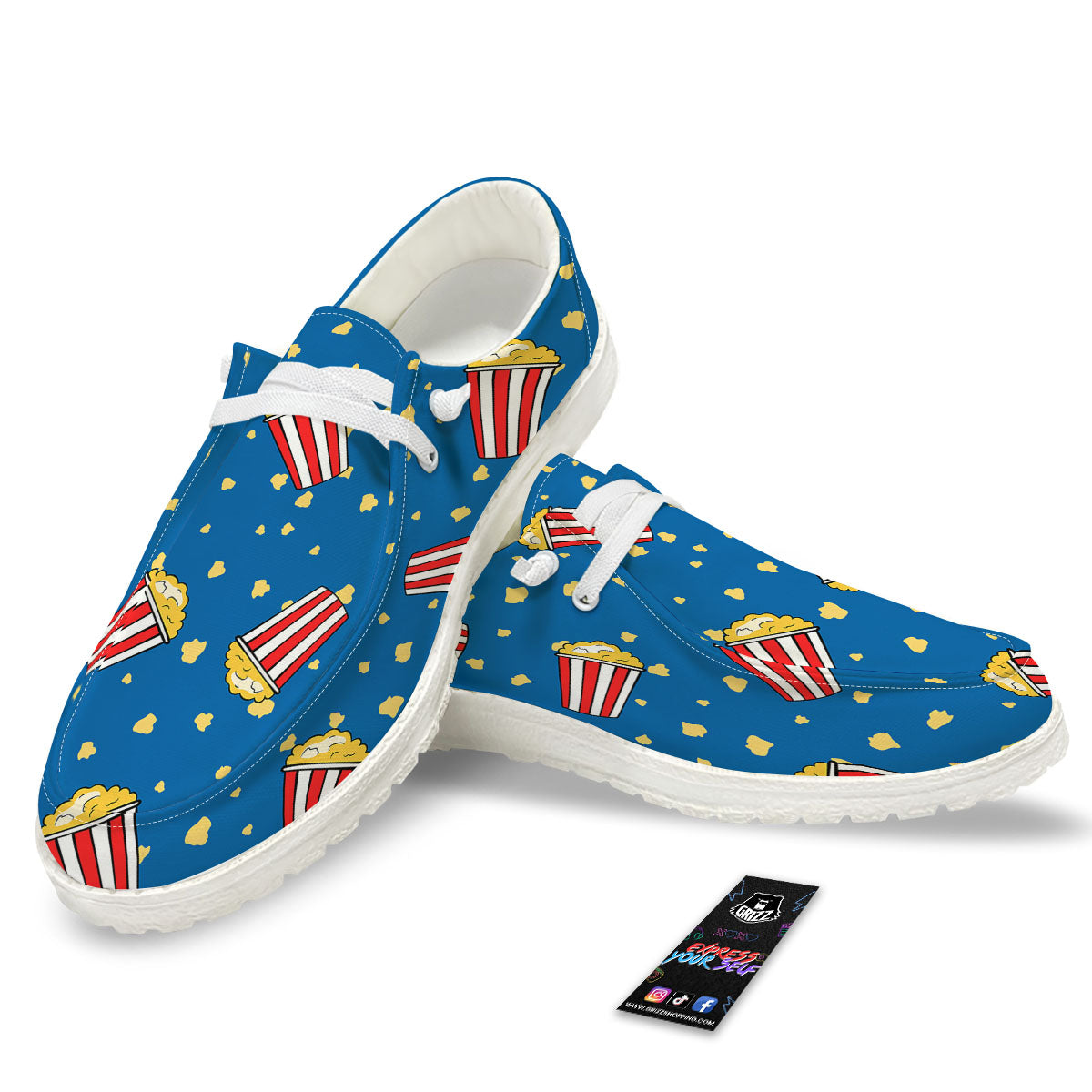 Pattern Popcorn Print Black Loafers-grizzshop