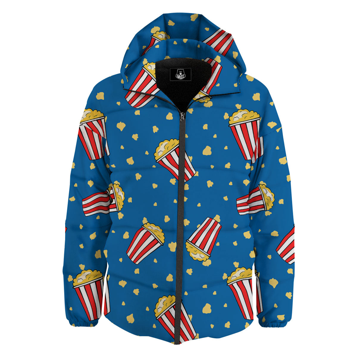 Pattern Popcorn Print Down Jacket-grizzshop
