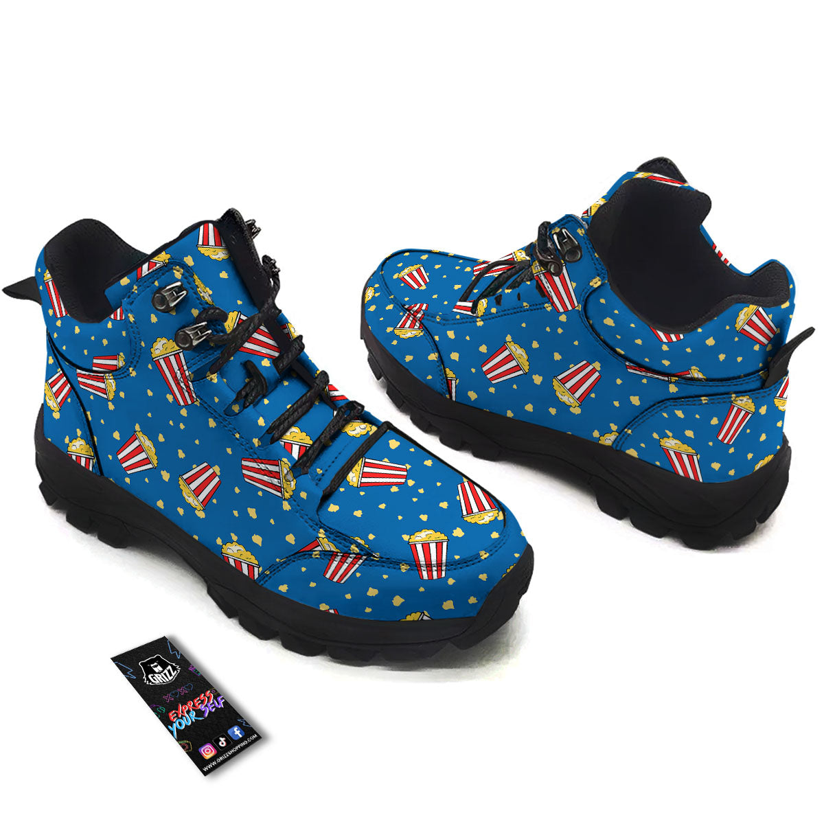 Pattern Popcorn Print Hiking Shoes-grizzshop