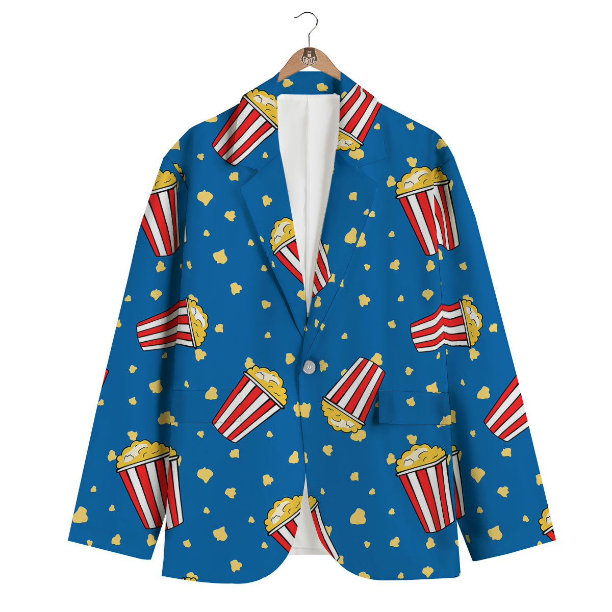 Pattern Popcorn Print Men's Blazer-grizzshop