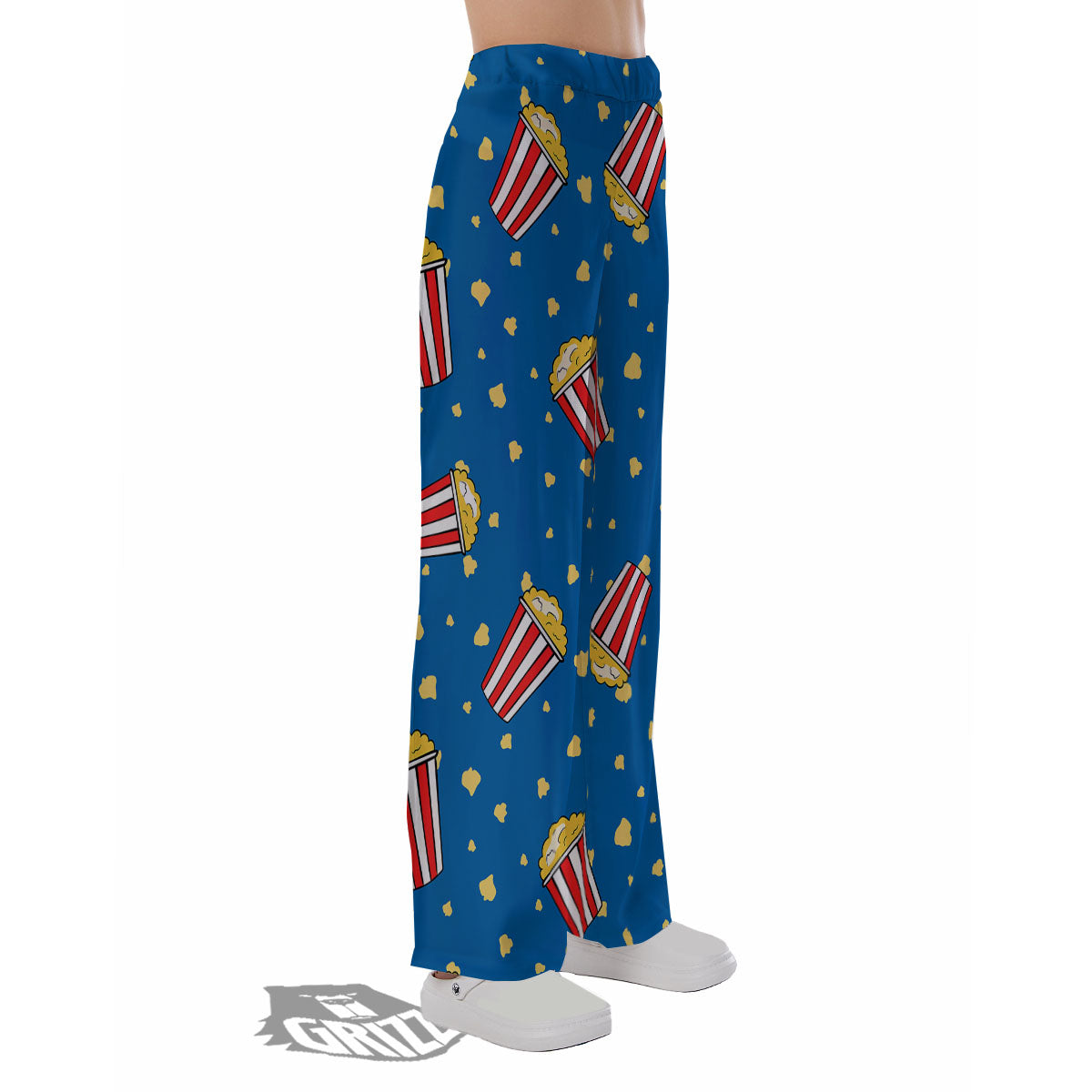 Pattern Popcorn Print Pajama Pants-grizzshop