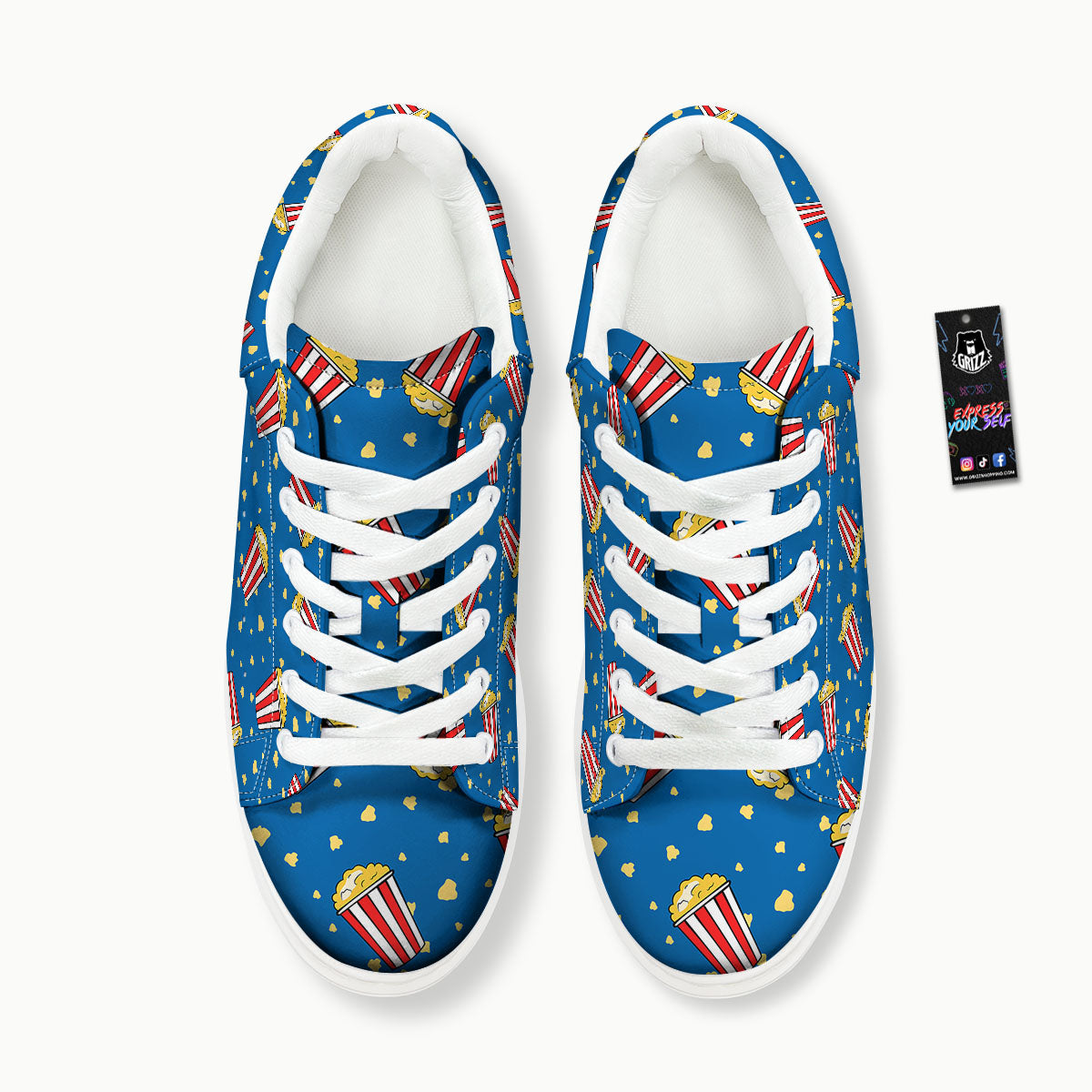 Pattern Popcorn Print Platform Shoes-grizzshop