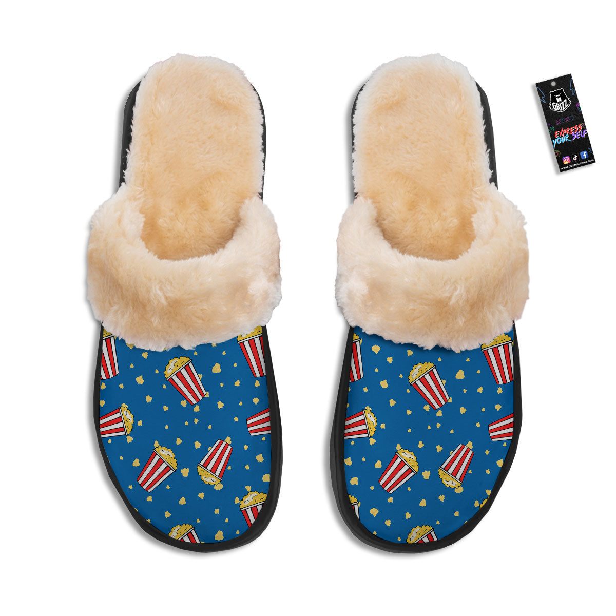 Pattern Popcorn Print Slippers-grizzshop