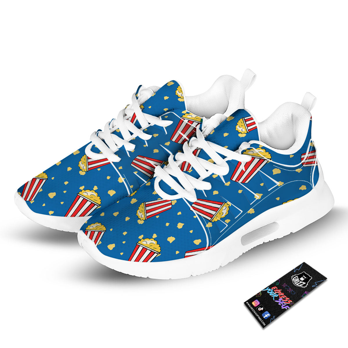 Pattern Popcorn Print Tennis Shoes-grizzshop