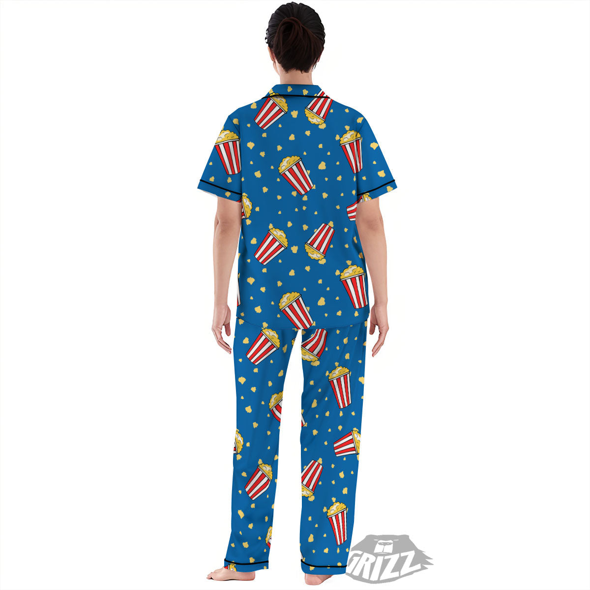 Pattern Popcorn Print Women's Pajamas Set-grizzshop