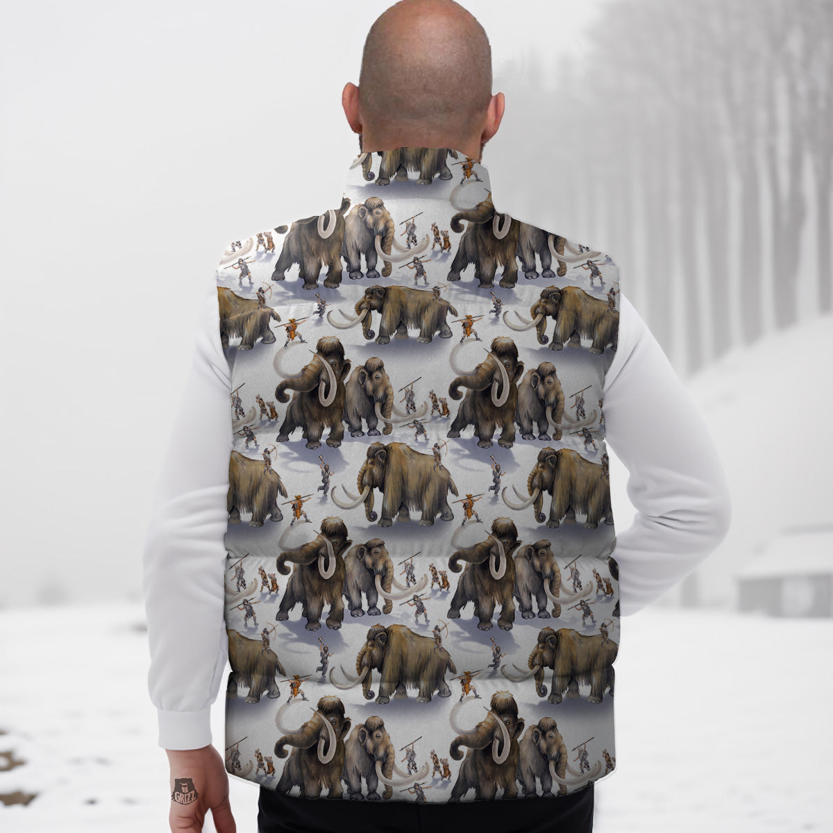 Pattern Print Anchor Nautical Down Vest-grizzshop