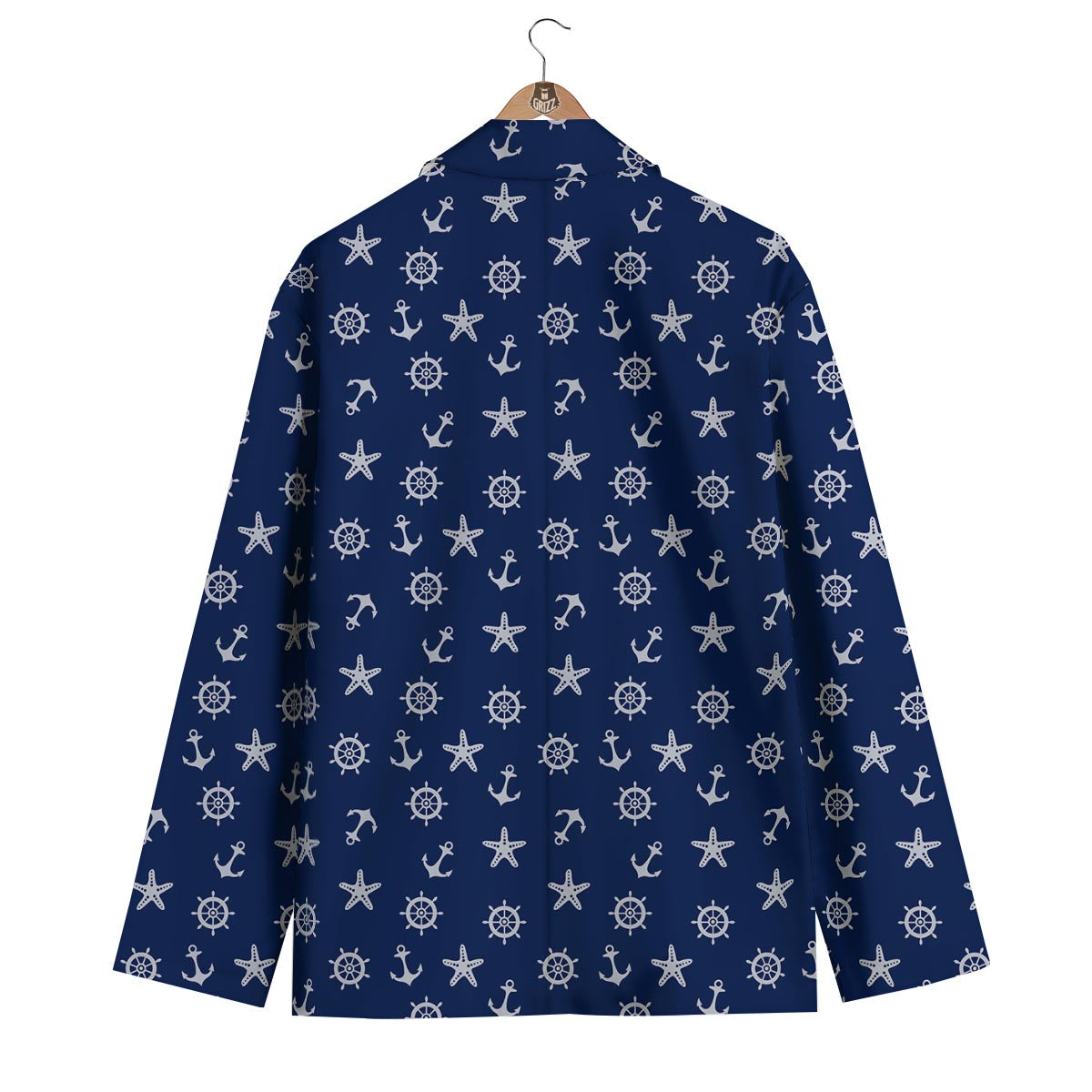 Pattern Print Anchor Nautical Men's Blazer-grizzshop