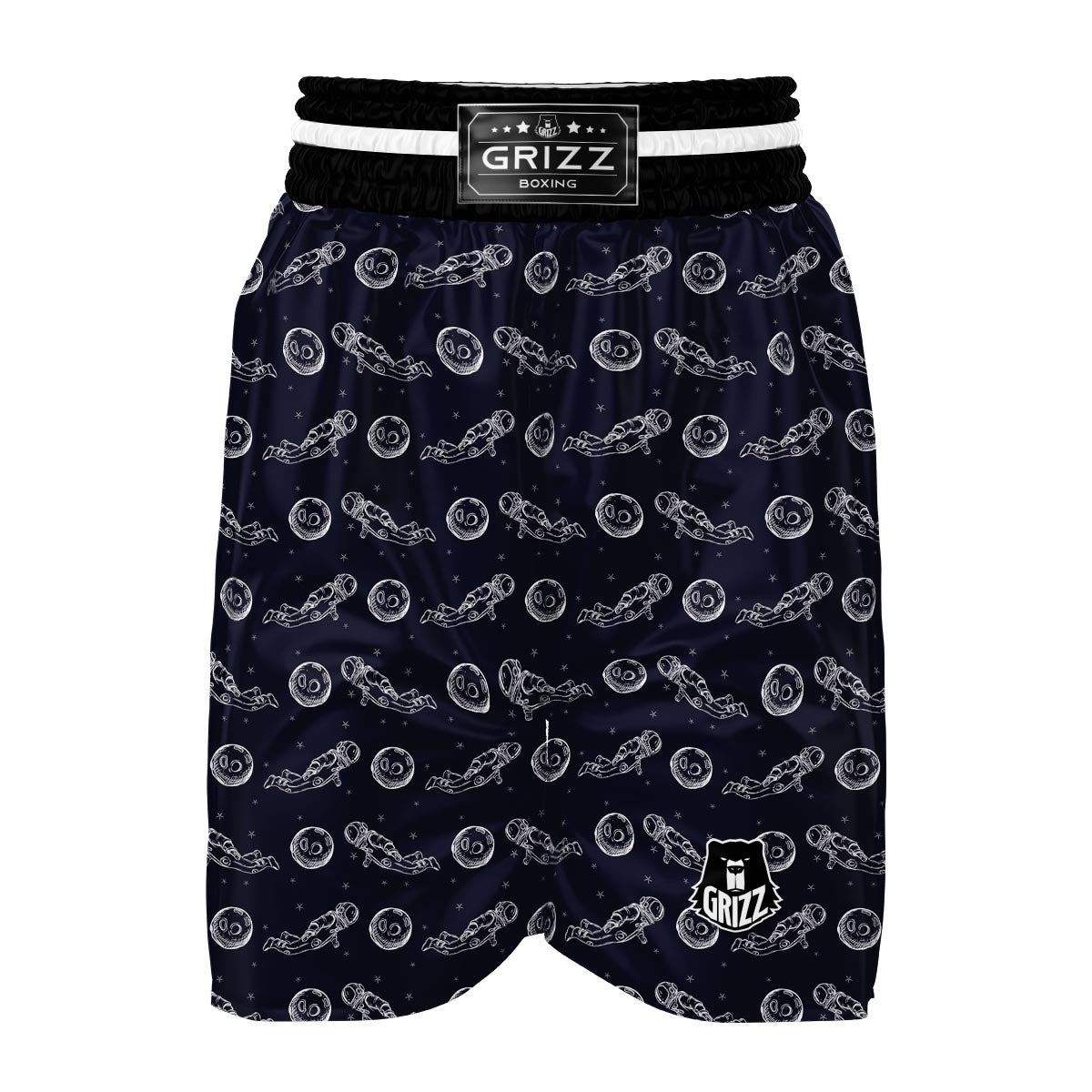 Pattern Print Astronaut Boxing Shorts-grizzshop