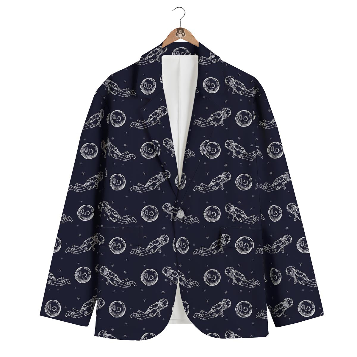 Pattern Print Astronaut Men's Blazer-grizzshop