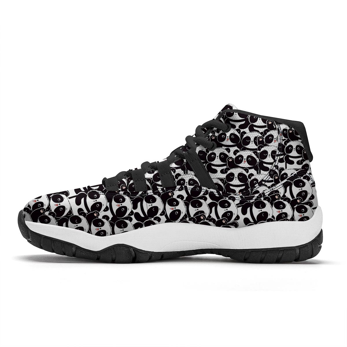 Pattern Print Baby Panda Black Bball Shoes-grizzshop