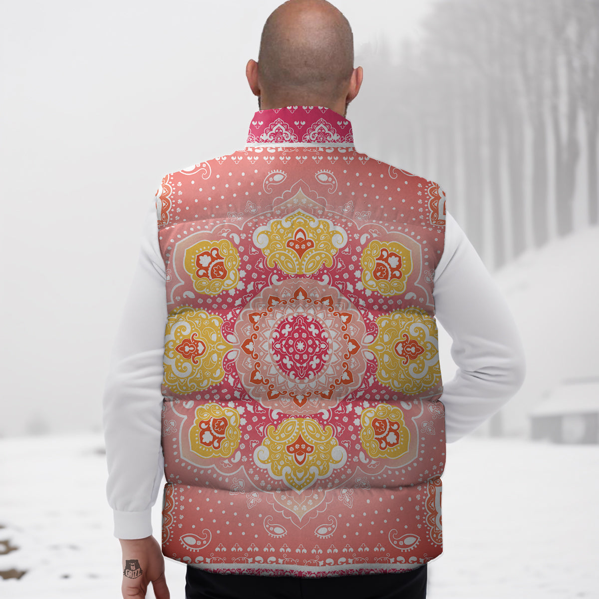 Pattern Print Banana Down Vest-grizzshop