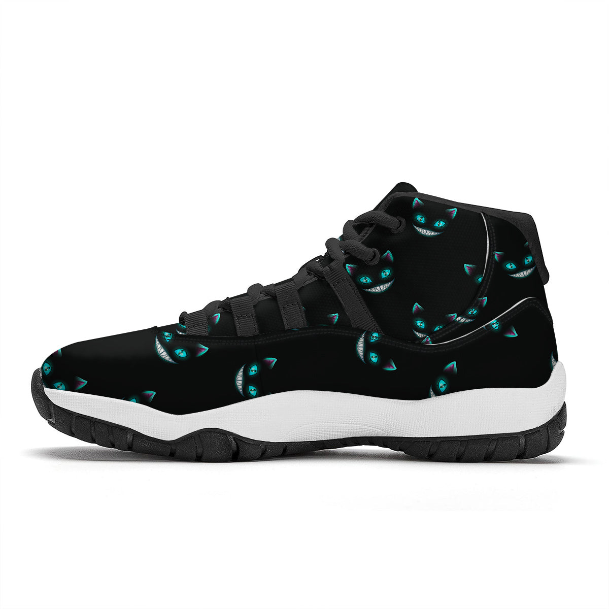 Pattern Print Black Cat Black Bball Shoes-grizzshop