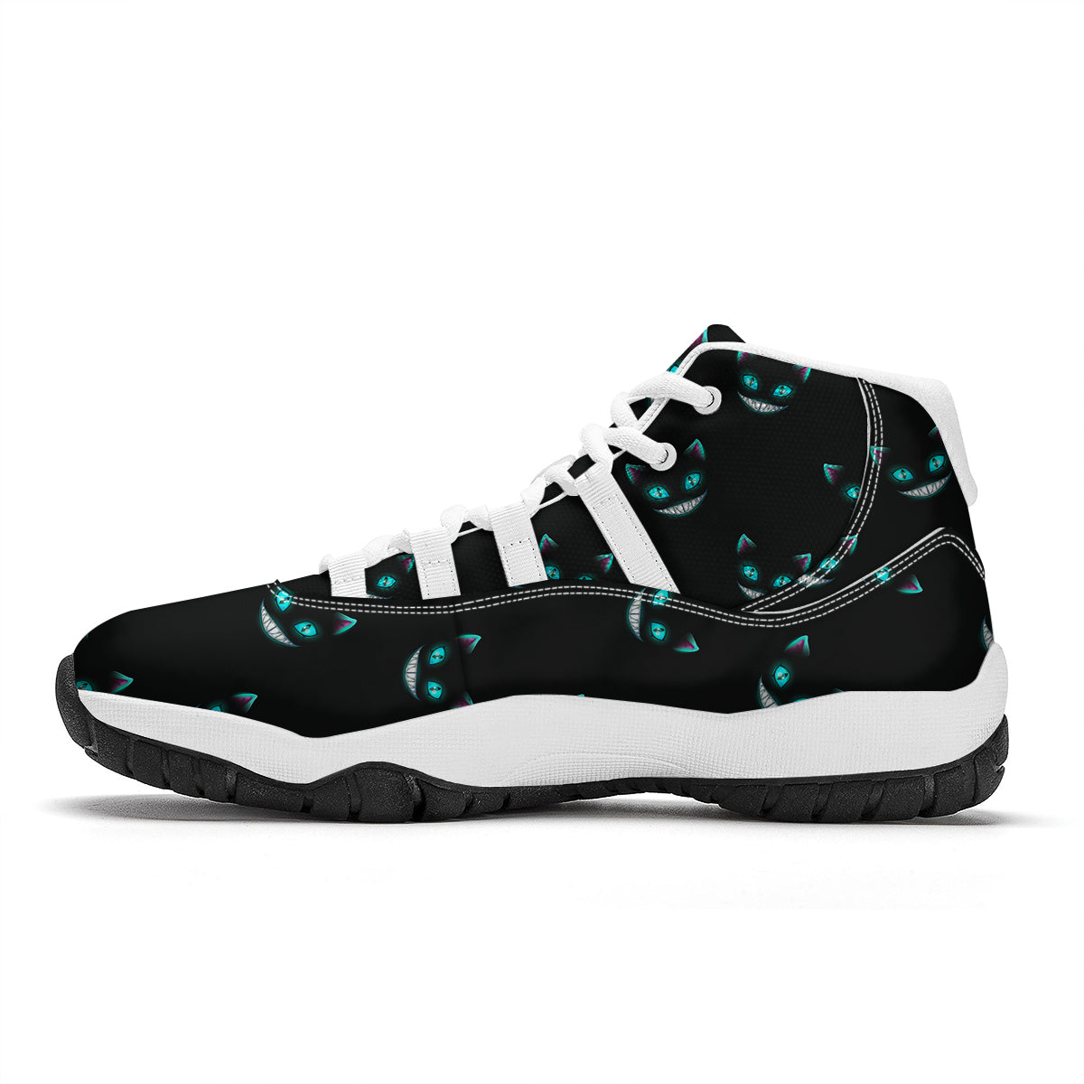 Pattern Print Black Cat White Bball Shoes-grizzshop