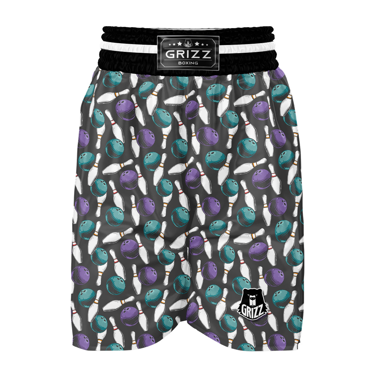 Pattern Print Bowling Boxing Shorts-grizzshop